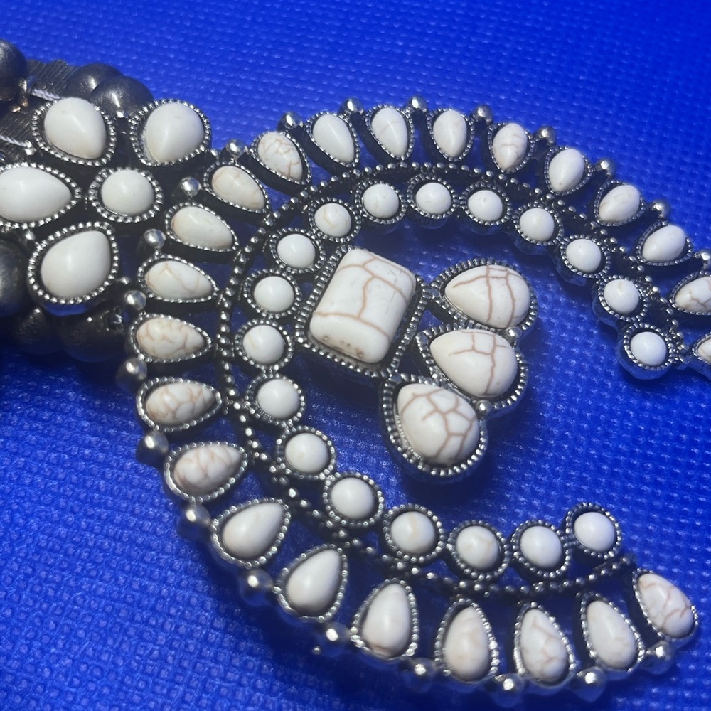 White and Silver Statement Necklace